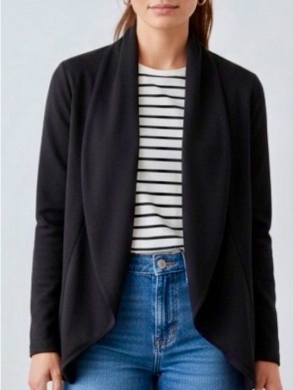 ANTHROPOLOGIE Shrug DREW MORRISON Black Shawl-Collar Fleece-lined Wrap/Jacket